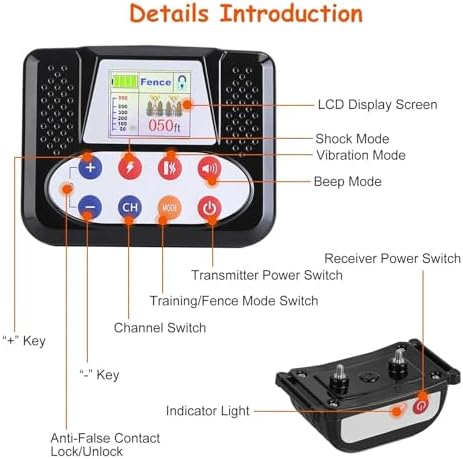 Dog Wireless Fence & Remote Shock Dog Training Collar 2-in-1, Electric Dog Fence, Adjustable Warning Strength & Range Sizes, Rechargeable Pet Boundary Containment System for 1/2/3/4 Dogs,for3dogs