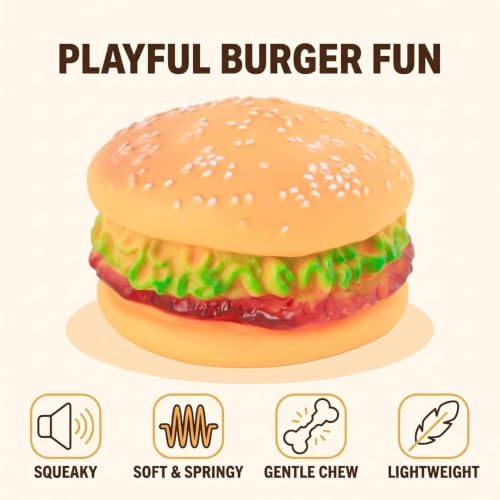 4 Pcs Bite-Resistant Dog Toys Squeaky Chewing Toys Tooth Cleaning Dog Supplies, Golden Retriever Teddy Pets, etc, Training, Sofa Damage Prevention, Hamburger Pet Toys Squeak Toys