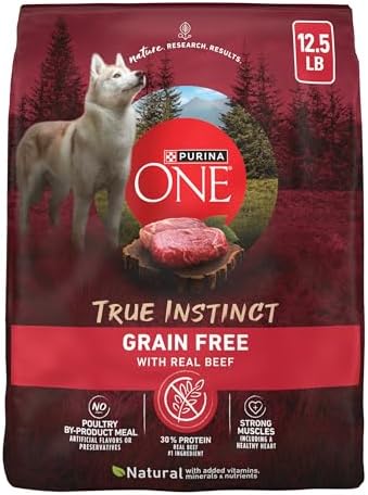 Purina ONE True Instinct Grain Free Dry Dog Food, Real Beef, 12.5 lb Bag