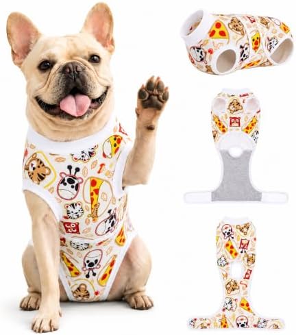 PetWarm Dog Recovery Suit, Surgery Suit for Dogs, Zoo, Red White, S