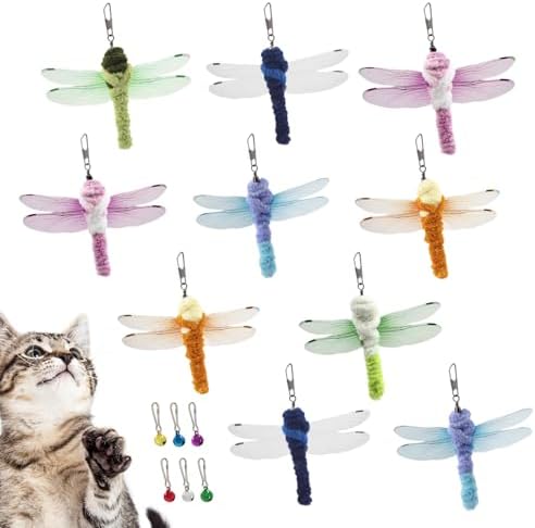 SONGWAY Insect Cat Toy Refills - 10 Pieces Dragonfly Toy Replacements for Indoor Cats, Interactive Cat Toy Wand Attachments