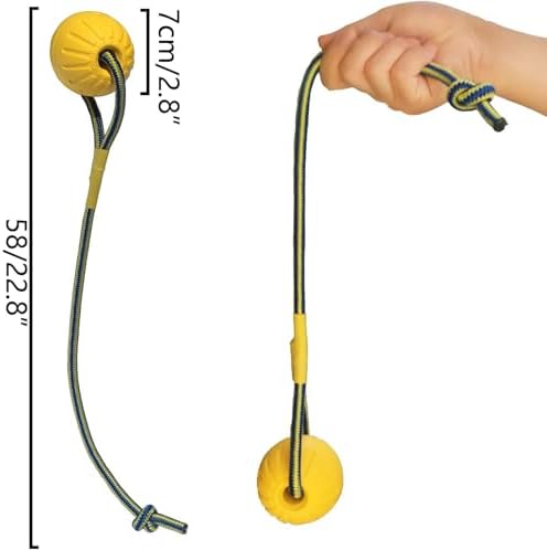 2 Pack Ball with Rope Dog Toy,Fling Dura Foam Toy,Dog Water Float Ball Rraining Boall on Rope (2 Pieces 7cm/2.8")