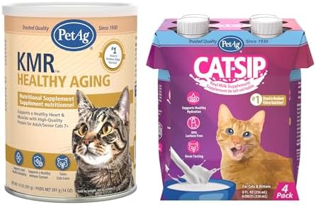 PetAg KMR Healthy Aging (14 oz) + Cat-Sip Real Milk (8 oz, 4 Pack)