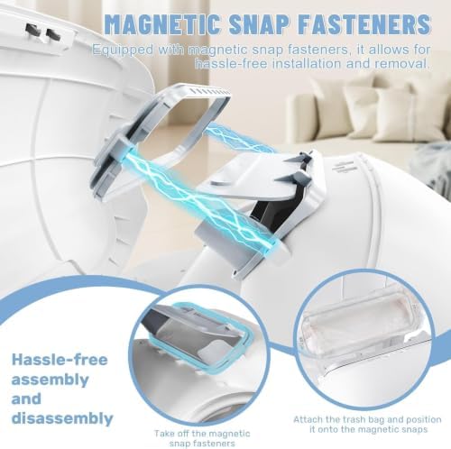 SUW Self Cleaning Litter Box, Automatic Cat Litter Box for Multiple Cats, 65L+9L Robot, APP Control, 3 Rolls Grabage Liner Bags, 1 Odor Eliminator, Negative ion Deodorization, Toilet Monitorin,White