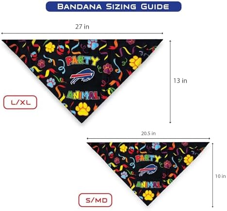 NFL Buffalo Bills Pet Birthday Bandana, NFL Dog Birthday Party Set and Costume, Licensed Dog & Cat Birthday Party Scarf, Football Team Pet Outfit, Puppy Bday Accessory, Size Small/Medium