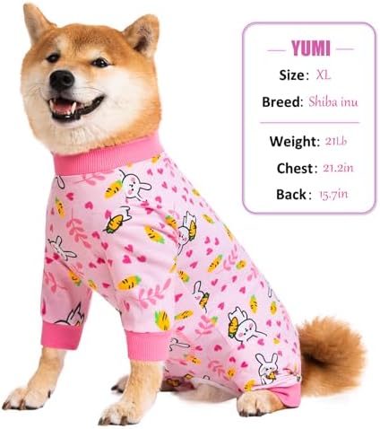 Dog Recovery Suit for Small Medium Large Dogs, Pet Onesie After Surgery Comfort Dog Bodysuit Anti Licking (Bunny Carrot,L)
