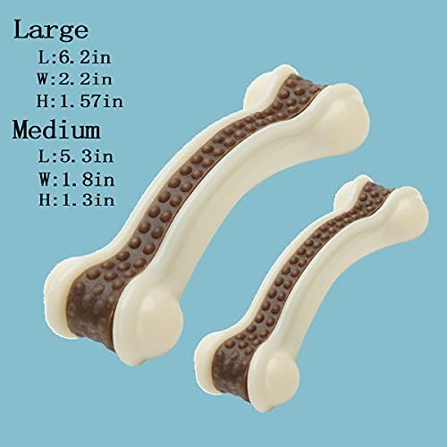 Dog Chew Toys for Aggressive Chewers Large Breed,2 Pack Beef Flavor Indestructible Dog Teething Chew Toys Bones for Large/Medium/Small Puppies,Pet Toy with Nylon