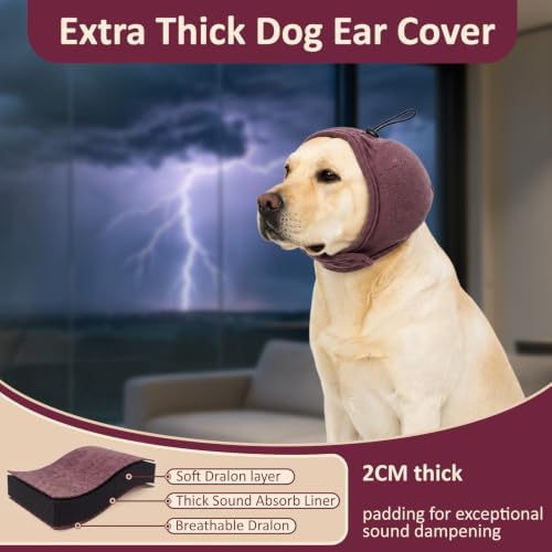 Thick Padded Noise-Reducing Dog Ear Muffs, Anti-Anxiety Calming Ear Hoodie