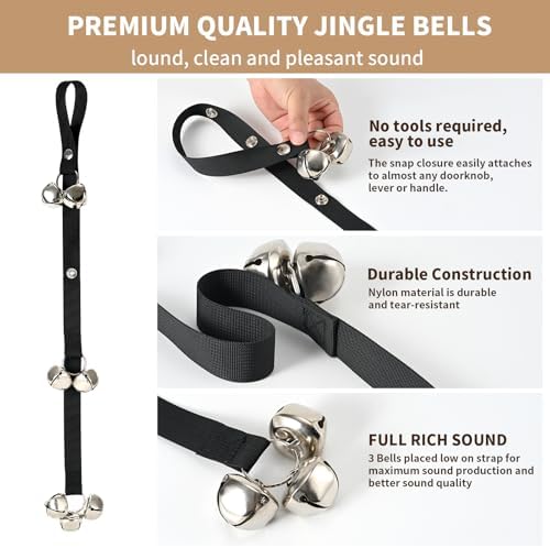 Pack of 2 Upgraded Puppy Bells Doorbells for Door Knob, Dog Bells for Potty Training-Louder Jingle, Bigger Bells for Puppies Pep Doggy Canine Pooch Pet Hound Cat, Cool Unique Gift for Dog Lover