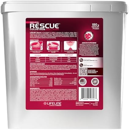 ANNUSO LIFELINE Rescue High-Level Colostrum Replacer for Calves, 8.8lb Pail - 150g Globulin Protein - Replaces Maternal Colostrum in One Feeding - Immune Support, Vitamins, Minerals - Easy-Mix Formula