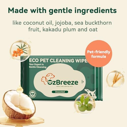 Pet Grooming Wipes for Dogs & Cats - 20ct Travel Pack | Vet-Approved Lick-Safe Cleaning Wipes with Coconut Oil & Jojoba | No-Rinse Deodorizing & Hydrating for Paws, Face & Butt