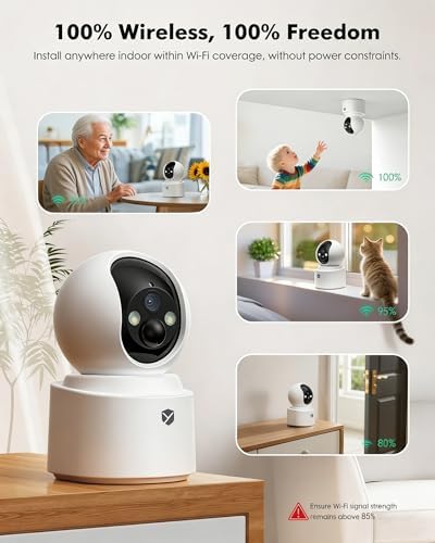 Battery Powered Indoor Camera Wireless 2 Pack with 2.5K Color Night Vision