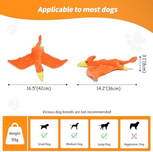 Plush Squeaky Dog Toys, Soft Stuffed Animals Dog Toy with Squeaker, Interactive Crinkle Dog Toys, Puppy Teething Chew Toy for Small, Medium & Large Breeds