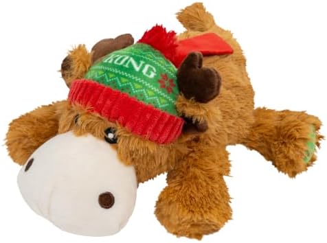 KONG Cozie Plush Dog Toy with Squeaker (Holiday Reindeer, Medium)