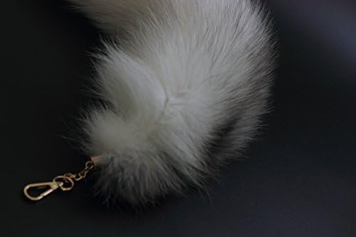 Fosrion Real Fox Tail Fur Cat Bites Toy with Three Section Retractable Carbon Fiber Rod(White, Only Tail)