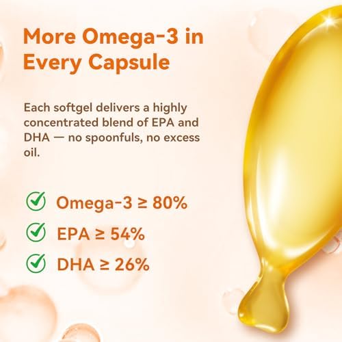 PUAINTA Omega 3 Fish Oil for Dogs & Cats, 80% EPA DHA Softgels