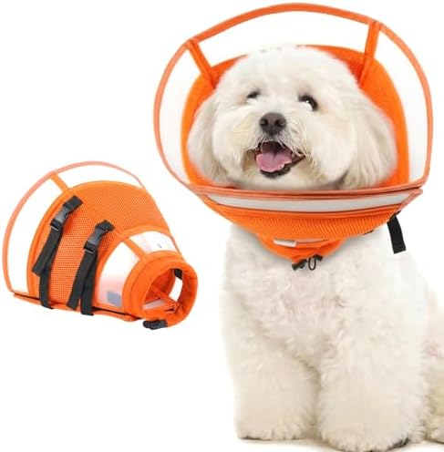 Soft Dog Cone Collar to Stop Licking - Adjustable for Small Dogs | Prevents Licking Wounds After Surgery & Skin Disease,Lightweight,Comfortable Elizabethan Recovery Cone (Orang,S)