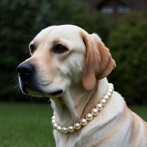 0.55 inch Big Pearl Dog Collar,Fashion Necklace Suit for Medium Large Dog