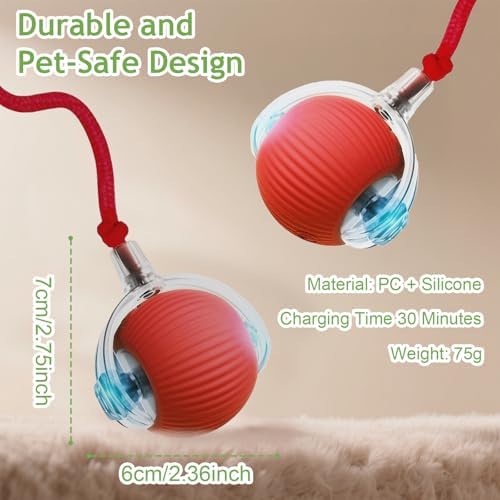 Jiexily Interactive Cat Toys Balls for Indoor Cats, 2025 New Motion Activated Cat Balls with 360° Smart Automatic Rolling Moving for Bored Kitten Pet Cats Dogs (Gray)