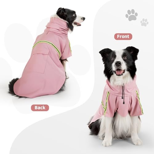 Dog Raincoat,Dog Rain Poncho-Harness Hole,Pink,2XL~4XL