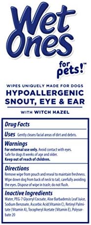 Wet Ones for Pets Extra Gentle Dog Wipes, Witch Hazel Scent, 30 Count
