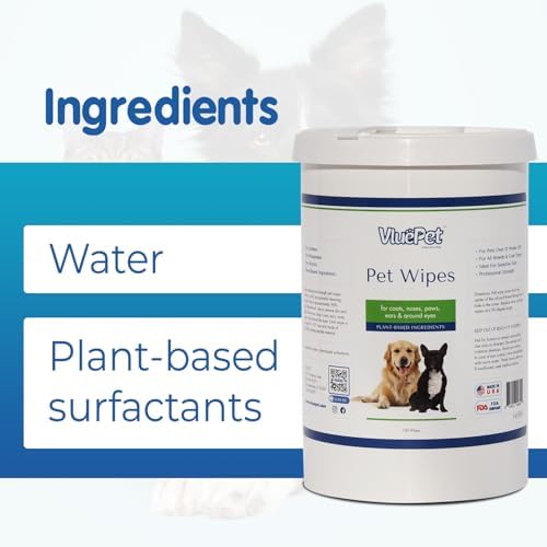 VLUEPET - Pet Wipes for Dogs & Cats | Biodegradable, Natural & Unscented Grooming Wipes for Paws, Coat, Ears, Eyes & Rear | Soft, Durable & Safe for Daily Cleaning, Fragrance-Free | 150 Count