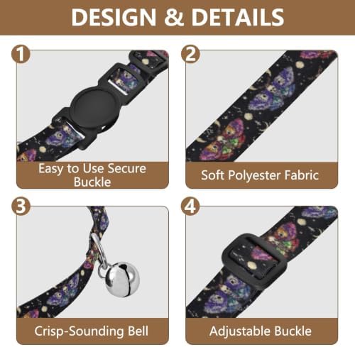 Moths Skull Wings Cat Collar 2 Pack for Cats Adjustable 10.6 to 17.1 Inches