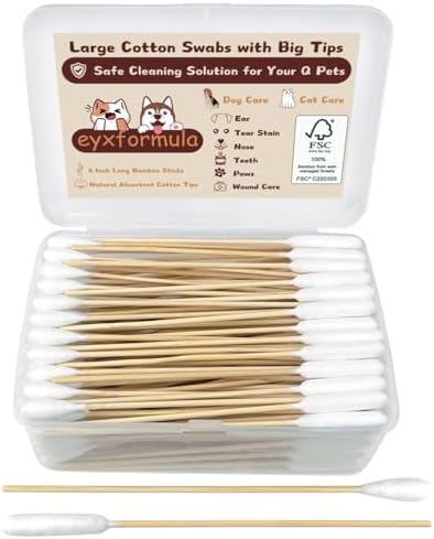 eyxformula Dog Ear Cleaning Swabs, 2 Size Cotton Tips, 100 Long & 100 Large