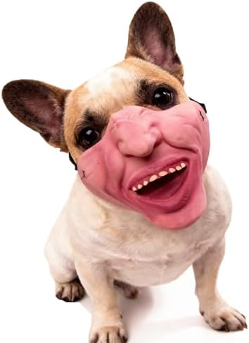 MATIHAY Funny Dog Mask for Medium Dogs, Latex Pet Face Costume for Puppy Dress Up Holiday Party Photo Props (Wide Grin)