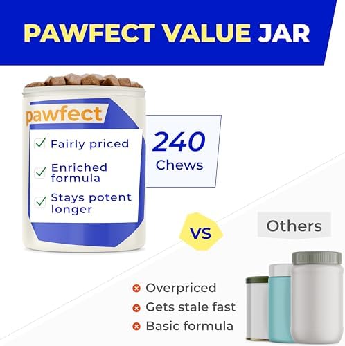 Pawfect Mobility - Glucosamine Treats for Dogs - Hip & Joint Health Supplement Chews w/Omega-3, Chondroitin, MSM - Made in USA - Joint Pain Relief - Hip & Joint Care - 240ct (Pack of 2)