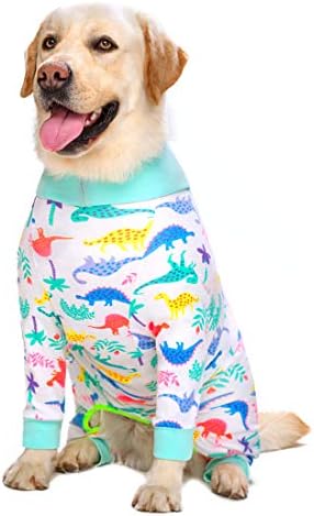 Dog Surgery Recovery Suit Female Male for Dogs After Surgery Medium Large Dogs Onesie Dog Pajamas Pjs Clothes (White, 28 (Chest 26.77 in | Backlength 18.11))