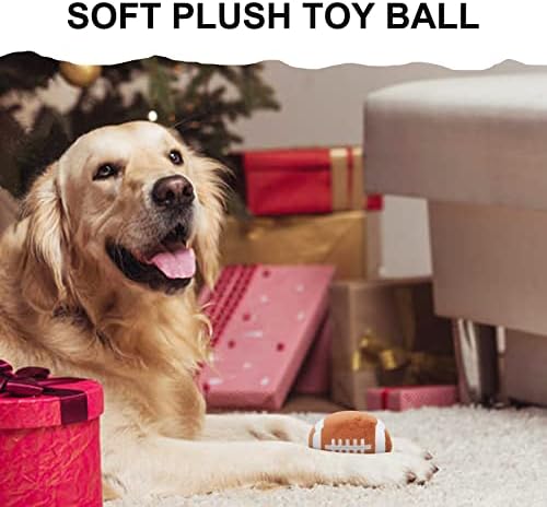 Interactive Dog Balls, 2 Pack Plush Squeaky Dog Toys Balls for Dogs, Football Rugby Dog Toy Ball Indoor Outdoor Sports Stuffed Puppy Toy for Small Medium Dog(Football+Rugby)