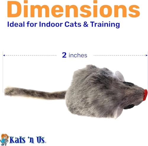 Kats'N Us 2 Inch Real Rabbit Fur Non-Rattle Mouse Cat Toys