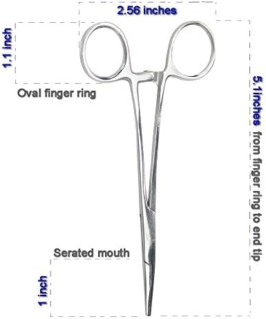 Pets ears/nose hair Puller Straight & Curved full serrated, stainless steel Home Hemostat Locking Forceps, Professional pet grooming tool for cats & dogs 2pcs set