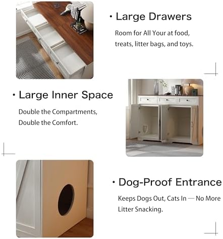 Forest Gravity Double Large Litter Box Cabinet for Self-Cleaning Litter Box