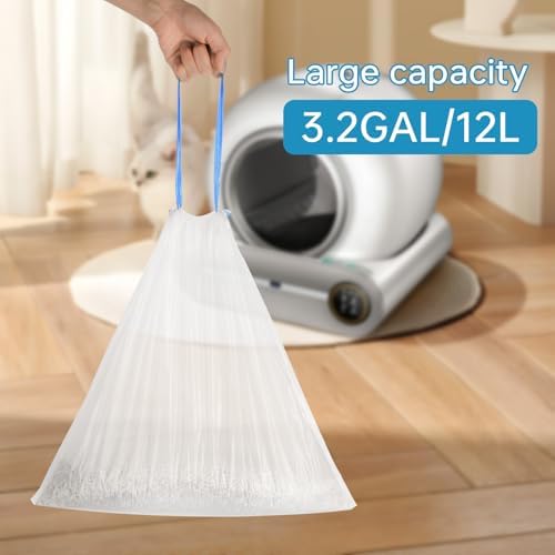 4 * 20 Count Trash Bags for Automatic Cat Litter Box Self Cleaning, Replacement Extra Large Liners for Robot Box,18 x 18 Inches, 4 Rolls Drawstring Waste Bags（80 Counts/4 Rolls）