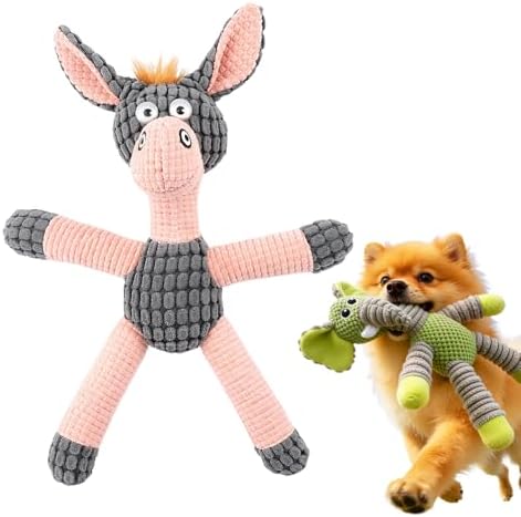 2026 New Dog Toys, Indestructible Plush Dog Toy for Aggressive Chewers, Interactive Squeaky Soft Puppy Chew Toy, Durable Teething Toys for Small Medium Large Dogs (Gray Pink)