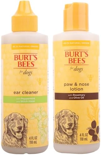Burt's Bees for Pets Ear Cleaner and Paw & Nose Lotion for Dogs, 4 Fl Oz Each