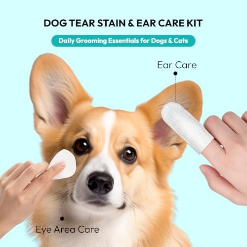 Dog Tear Stain Wipes & Ear Cleaning FingerWipes Kit