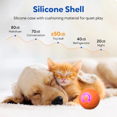 Interactive Small Dog Toy Ball, Smart Jumping Ball for Puppy Dogs, Activated Automatic Bouncing Moving Vibrating (Orange)