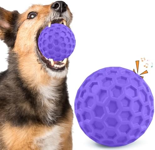 Squeaky Dog Toys for Aggressive Chewers, Indestructible Dog Balls for Aggressive Chewers, Purple Squeaky Balls for Dogs, Interactive Toys for Large Dogs to Relax