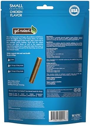 Get Naked Grain Free 1 Pouch 6.2 Oz Skin & Coat Dental Chew Sticks, Small