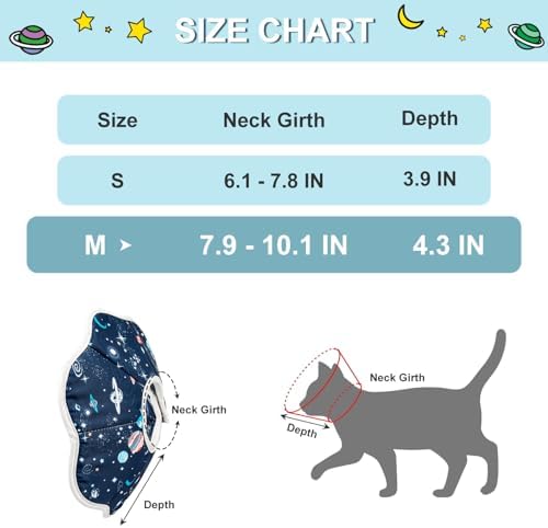 Depets Cat Cone Soft, Adjustable Recovery E-Collar for Pet Neck Size 9.5 in