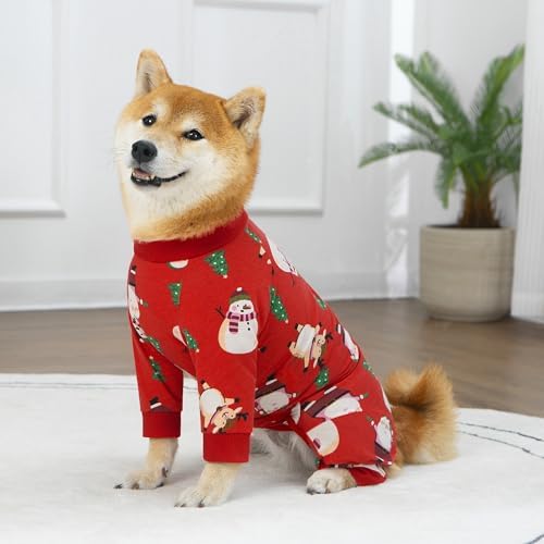 Recovery Suit for Dogs Full Zipper, Four-Legged Onesie Dog Recovery Suit After Surgery, Cute Soft Bodysuit Cone Alternative Male Female Dog Neuter Anti Licking Wounds, Snowman, Small
