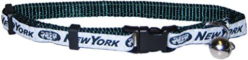 Pets First COLLAR for CATS - NFL NEW YORK JETS CAT COLLAR. - Strong & Adjustable FOOTBALL Cat Collars with Metal Jingle Bell