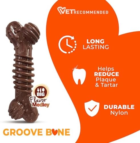 Nylabone Power Chew Dental Groove Bone Dog Chew Toy, Flavor Medley, X-Large