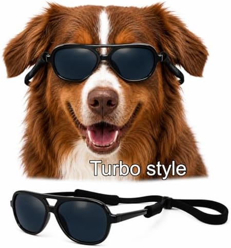 G010 Dog Pet Costume Prop Aviator Sunglasses Medium Breeds 18-40 lbs (2 Pack Aviator Black+Turbo Black)