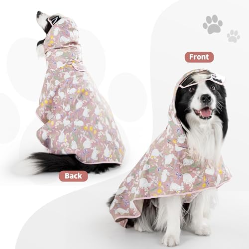 Dog Raincoat,Dog Rain Jacket Poncho with Hood and Leash Hole(Rabbit,5XL)