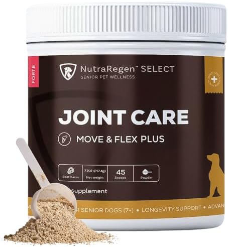 NutraRegen Select Forte Dog Joint Supplement for Senior Dogs – Glucosamine, Chondroitin, MSM, Collagen & Green-Lipped Mussel – Hip & Joint Mobility, Flexibility & Comfort – 45 Scoops