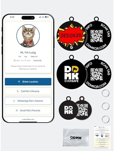 DDMK Smart Pet Tag Set | Includes 3 Tags | QR Code for Instant Alerts | Custom Pet Profiles | Durable & Waterproof | No Subscriptions or Fees |20-Ran Away for Snacks Regretting IT Now
